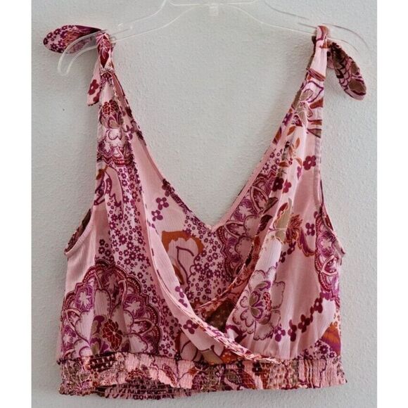 Free People OB1338373 Women's Sz S Pink Weekend In Montauk Cropped Tank Top $60 - Picture 2 of 9